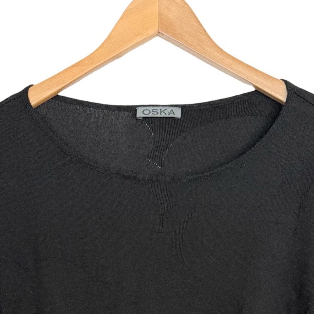 OSKA Black Sweater Doleman Sleeves Lagenlook Scoop Neckline Coastal - Picture 3 of 11